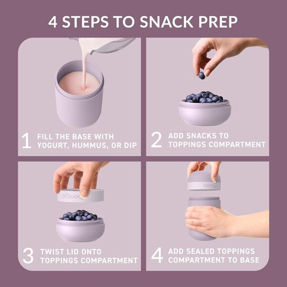 Snack Cup- Reusable Snack Container with Leak-Proof Design, Toppings Compartment - Picture 3 of 6